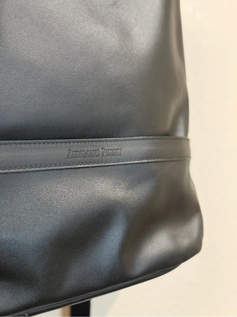 Audemars Piguet Black Smooth Leather-Style Men's Backpack